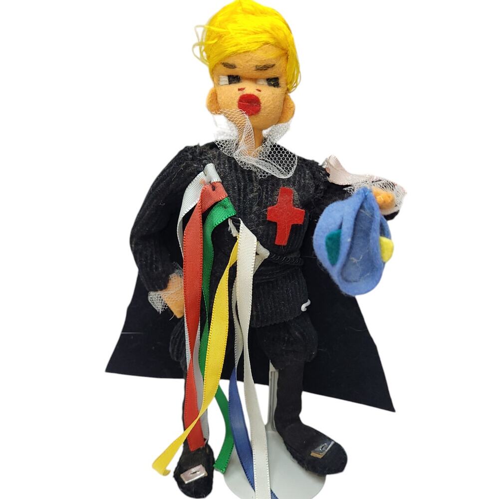 7" 1950's Vintage Spanish Bendable Evangelist Cloth Doll